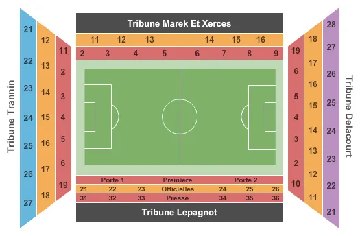 STADE BOLLAERT DELELIS SOCCER Seating Map Seating Chart