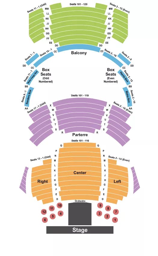  ENDSTAGE W CABARET TABLES Seating Map Seating Chart