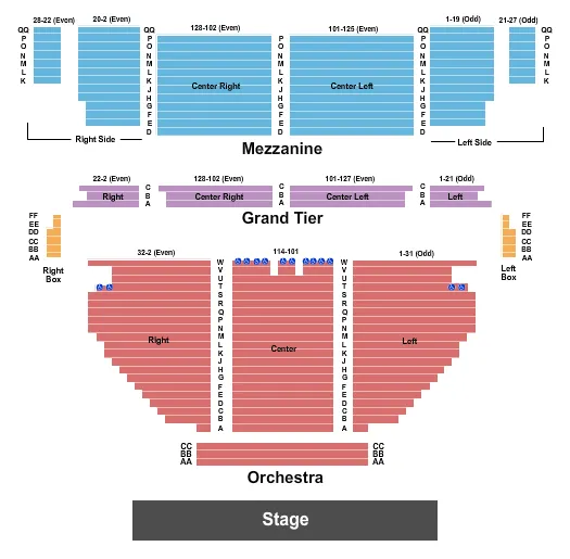 STAMFORD CENTER FOR THE ARTS PALACE THEATRE ENDSTAGE PIT Seating Map Seating Chart