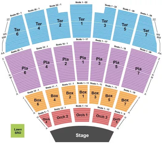 STARLIGHT THEATRE KANSAS CITY END STAGE Seating Map Seating Chart