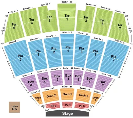 STARLIGHT THEATRE KANSAS CITY ENDSTAGE 3 Seating Map Seating Chart