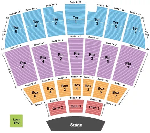 STARLIGHT THEATRE KANSAS CITY ENDSTAGE 4 Seating Map Seating Chart