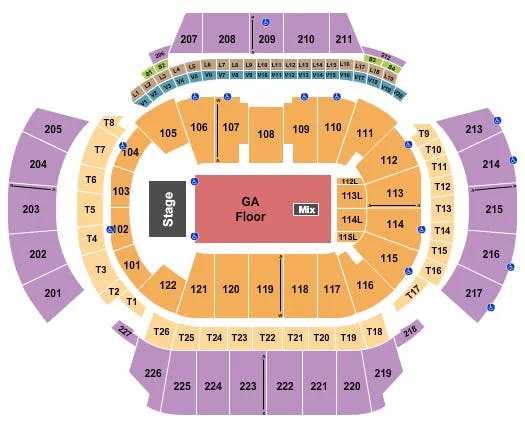 STATE FARM ARENA GA ENDSTAGE GA FLR 2 Seating Map Seating Chart