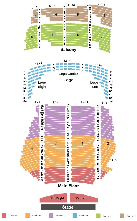 STATE THEATRE MN ENDSTAGE PIT INT ZONE Seating Map Seating Chart