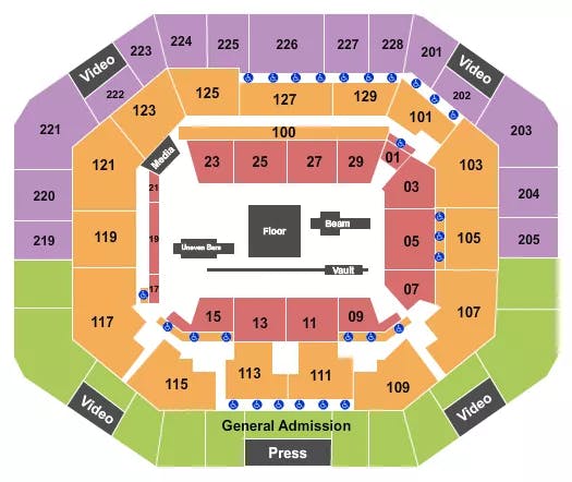 STEPHEN C OCONNELL CENTER GYMNASTICS 2 Seating Map Seating Chart