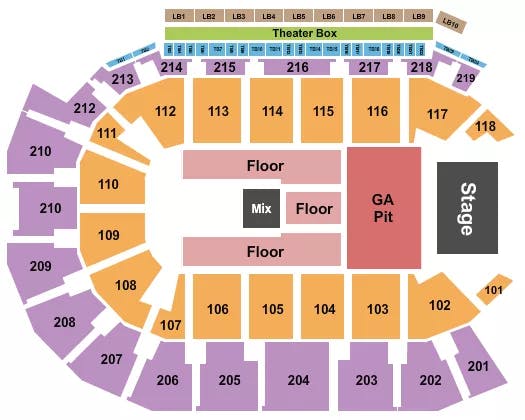  ENDSTAGE GA HALF HOUSE PIT Seating Map Seating Chart