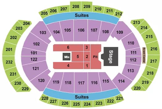 T MOBILE CENTER DIERKS BENTLEY Seating Map Seating Chart