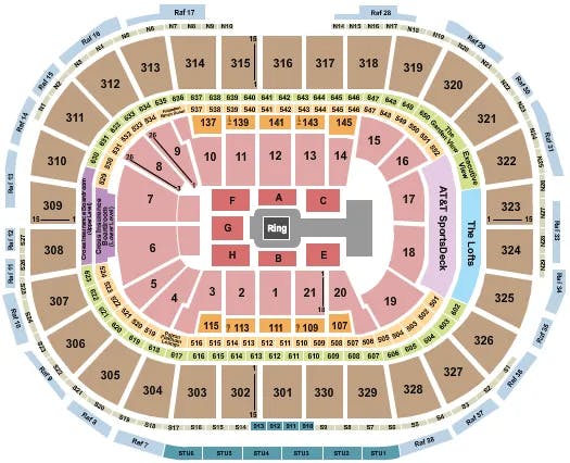  WWE LIVE Seating Map Seating Chart