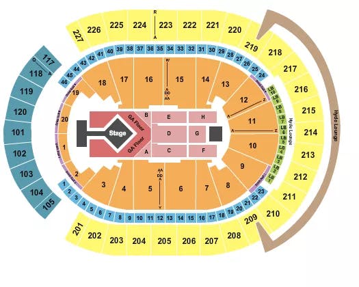 T MOBILE ARENA BLINK 182 Seating Map Seating Chart