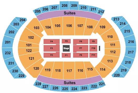 T MOBILE CENTER CENTER STAGE Seating Map Seating Chart