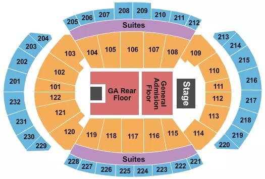 T MOBILE CENTER ENDSTAGE 2 GA FLOORS Seating Map Seating Chart