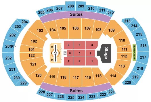 T MOBILE CENTER JUSTIN TIMBERLAKE Seating Map Seating Chart