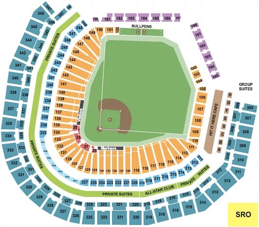 T MOBILE PARK BASEBALL Seating Map Seating Chart