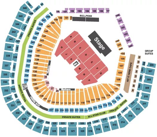 T MOBILE PARK BILLY JOEL Seating Map Seating Chart