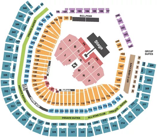 T MOBILE PARK GREEN DAY Seating Map Seating Chart