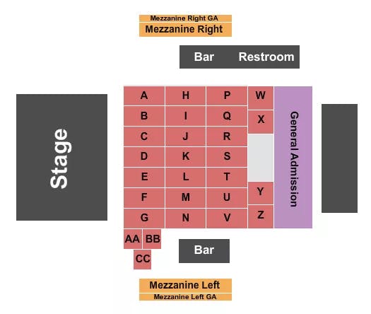 TANNAHILLS TAVERN AND MUSIC HALL ENDSTAGE TABLES Seating Map Seating Chart