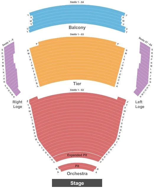 TENNESSEE PERFORMING ARTS CENTER ANDREW JACKSON HALL END STAGE Seating Map Seating Chart