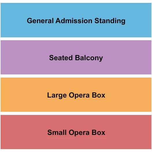  GA STANDING SEATED BALC OPERA BOXES Seating Map Seating Chart