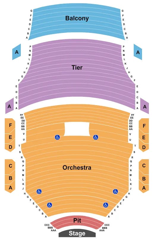 THE AIKEN THEATRE OLD NATIONAL EVENTS PLAZA END STAGE PIT Seating Map Seating Chart