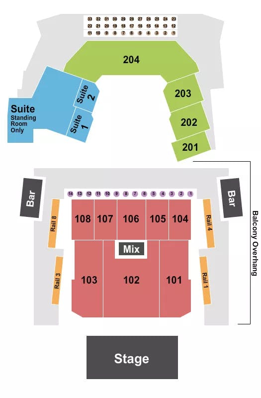 THE ASTRO NE END STAGE Seating Map Seating Chart