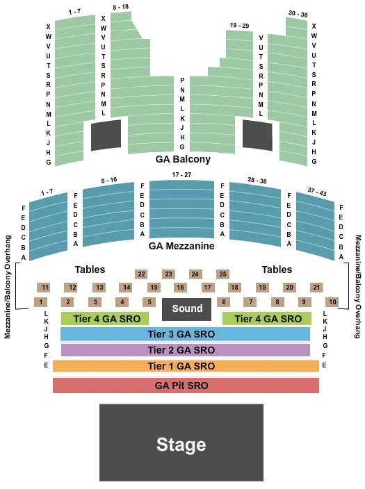  ENDSTAGE GA SRO Seating Map Seating Chart