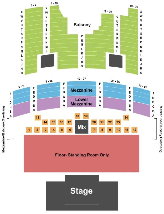  NXT LIVE Seating Map Seating Chart