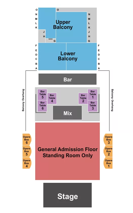 THE BLUE NOTE MO ENDSTAGE GA FLOOR 2 Seating Map Seating Chart