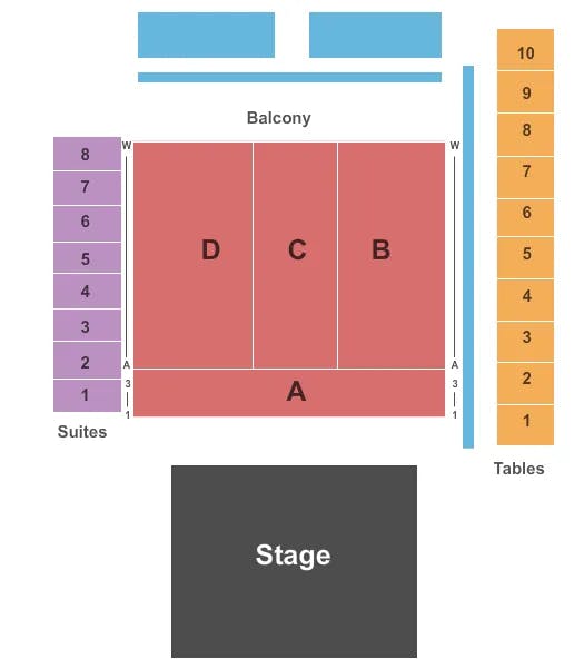  END STAGE RESERVED Seating Map Seating Chart