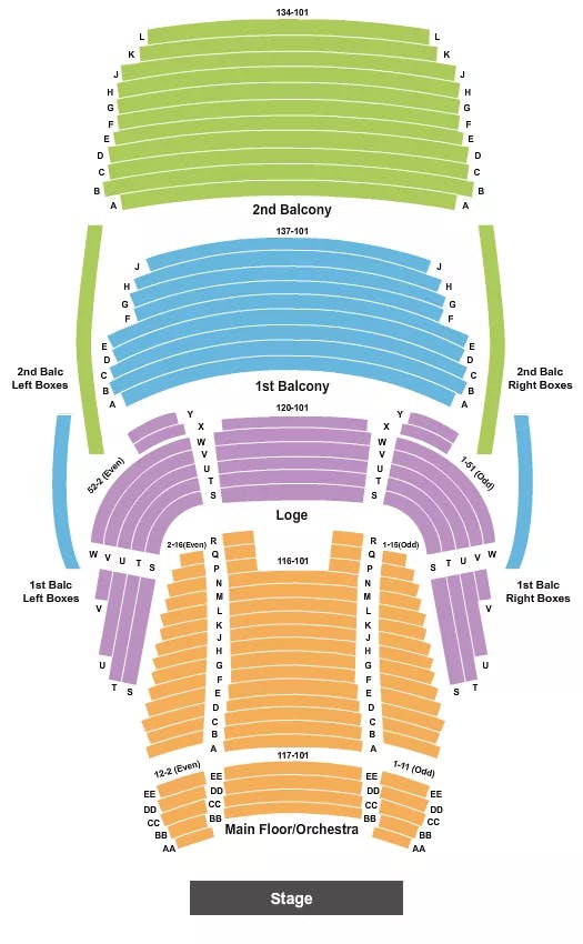  END STAGE NO PIT Seating Map Seating Chart
