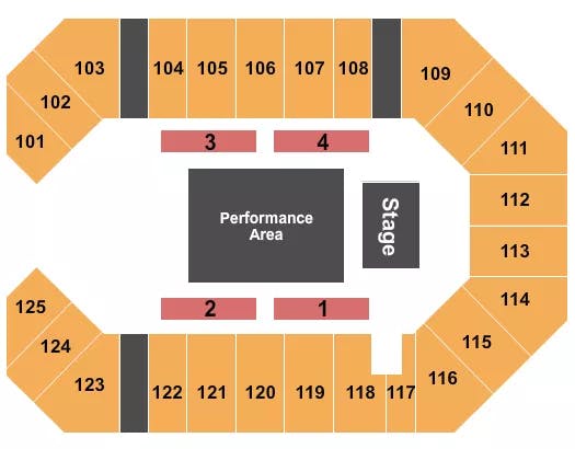 THE CORBIN ARENA KY PERFORMANCE AREA Seating Map Seating Chart