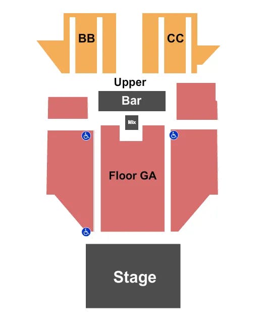 THE CRITERION OKLAHOMA CITY ENDSTAGE GA FLOOR 2 Seating Map Seating Chart