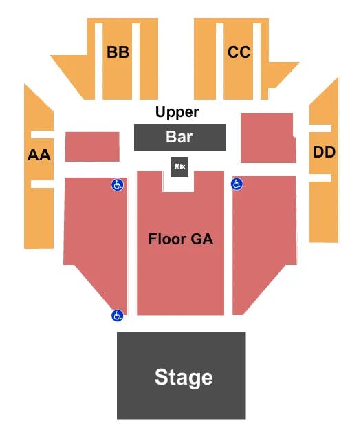 THE CRITERION OKLAHOMA CITY ENDSTAGE GA FLOOR Seating Map Seating Chart