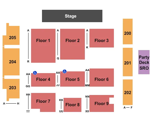  END STAGE Seating Map Seating Chart