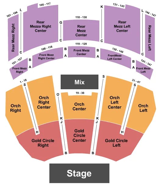  GC ORCH MEZZ Seating Map Seating Chart