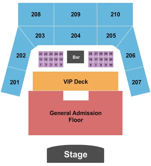 THE FACTORY CHESTERFIELD ENDSTAGE GA W VIP DECK Seating Map Seating Chart