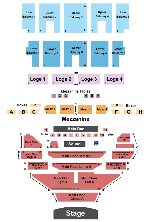 THE FILLMORE DETROIT ENDSTAGE 3 Seating Map Seating Chart