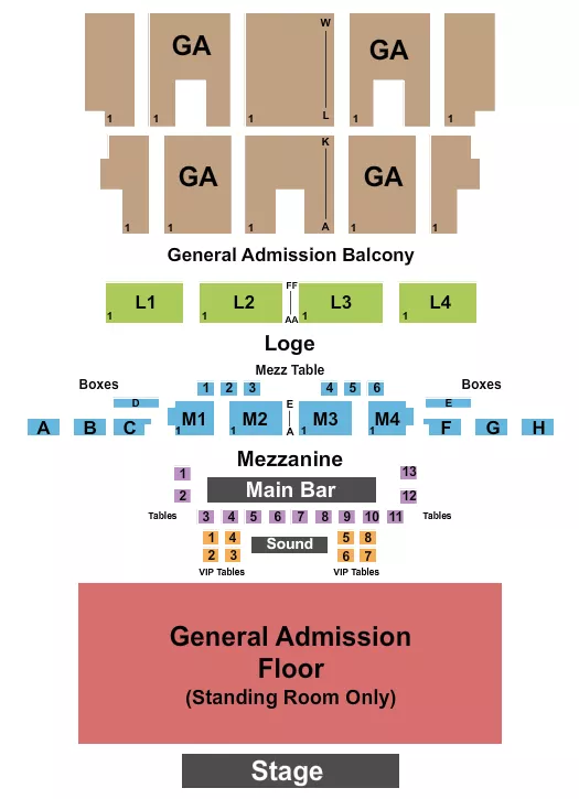 THE FILLMORE DETROIT ENDSTAGE GA Seating Map Seating Chart