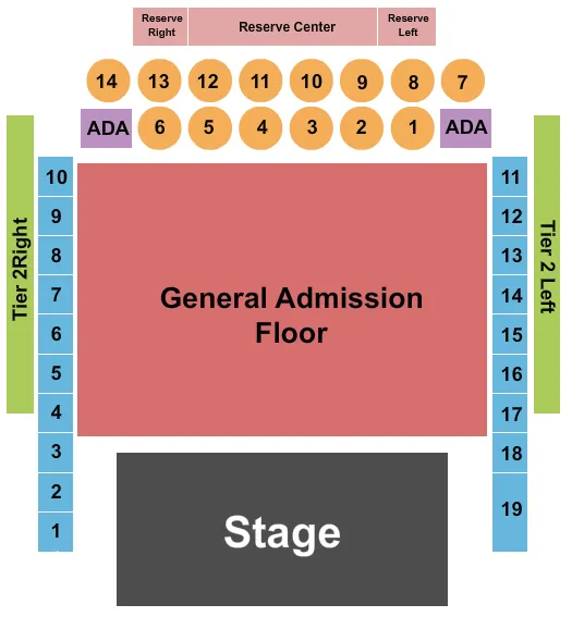 THE FILLMORE PHILADELPHIA ENDSTAGE GA FLR TABLES 1 14 RESERVE LRC Seating Map Seating Chart