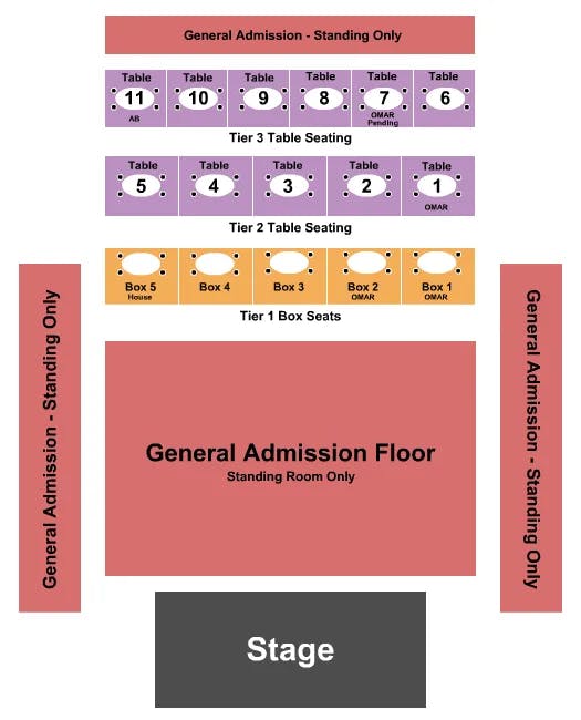  GA FLOOR GA BALC RESERVED TBL BOXES Seating Map Seating Chart