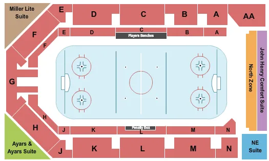 THE ICE BOX NE HOCKEY Seating Map Seating Chart