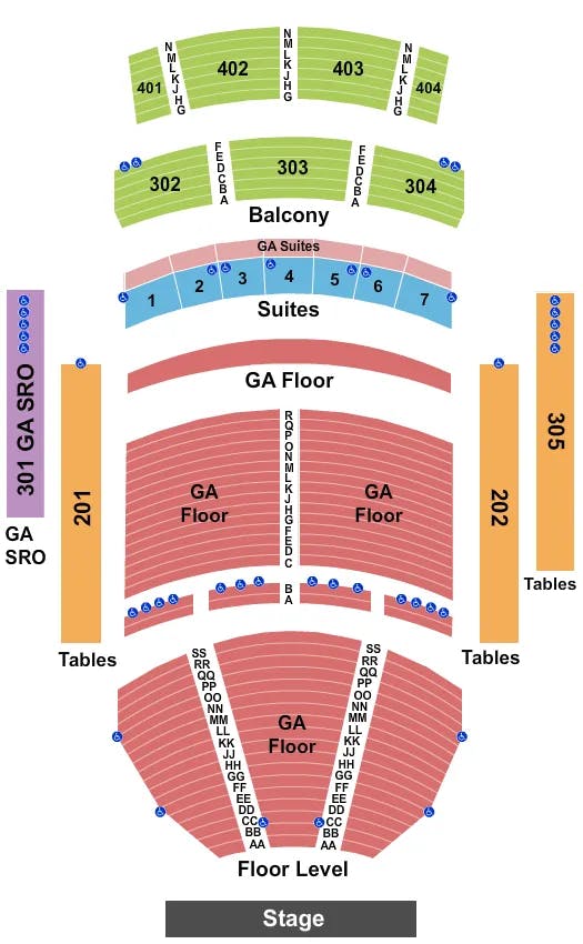 THE THEATER AT VIRGIN HOTELS LAS VEGAS ENDSTAGE GA FLOOR 2 Seating Map Seating Chart