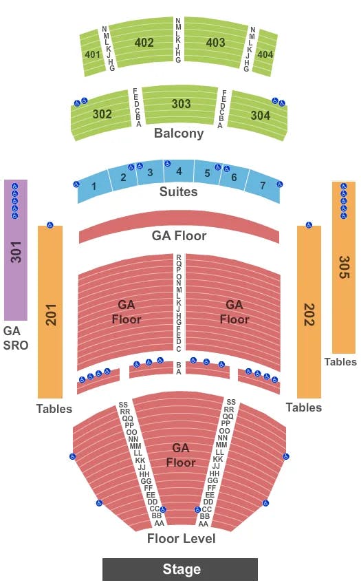 THE THEATER AT VIRGIN HOTELS LAS VEGAS ENDSTAGE GA FLOOR Seating Map Seating Chart