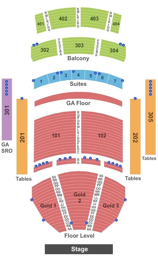 THE THEATER AT VIRGIN HOTELS LAS VEGAS END STAGE Seating Map Seating Chart