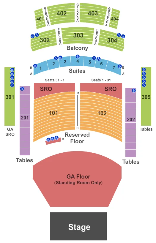THE THEATER AT VIRGIN HOTELS LAS VEGAS ENDSTAGE GA FLR RES Seating Map Seating Chart