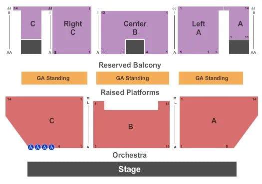 THE NATIONAL VA END STAGE Seating Map Seating Chart