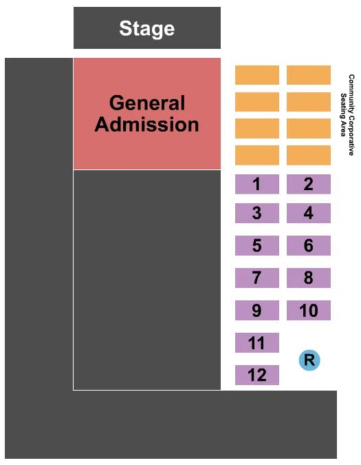 THE RANCH CONCERT HALL SALOON END STAGE Seating Map Seating Chart