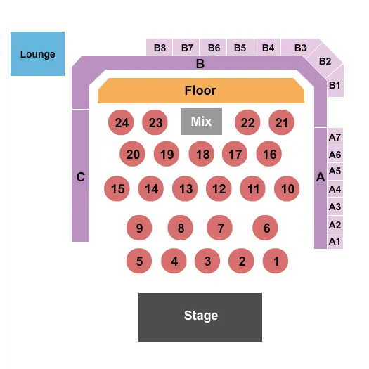 THE RITZ RALEIGH END STAGE TABLES Seating Map Seating Chart