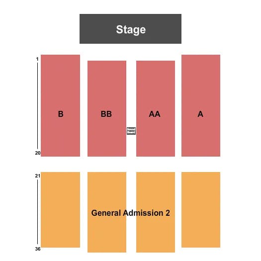THE ROLLINS CENTER AT BALLYS DOVER CASINO RESORT ENDSTAGE 2 Seating Map Seating Chart