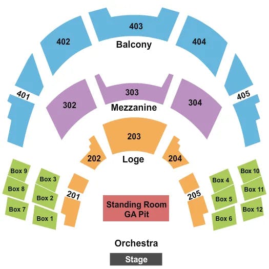 THE SHOW AGUA CALIENTE CASINO ENDSTAGE SRO FLOOR Seating Map Seating Chart