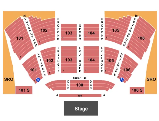  END STAGE SRO Seating Map Seating Chart